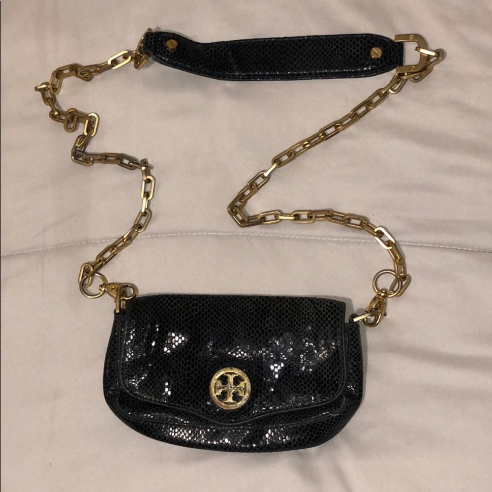 Tory Burch Navy Snakeskin Crossbody Purse